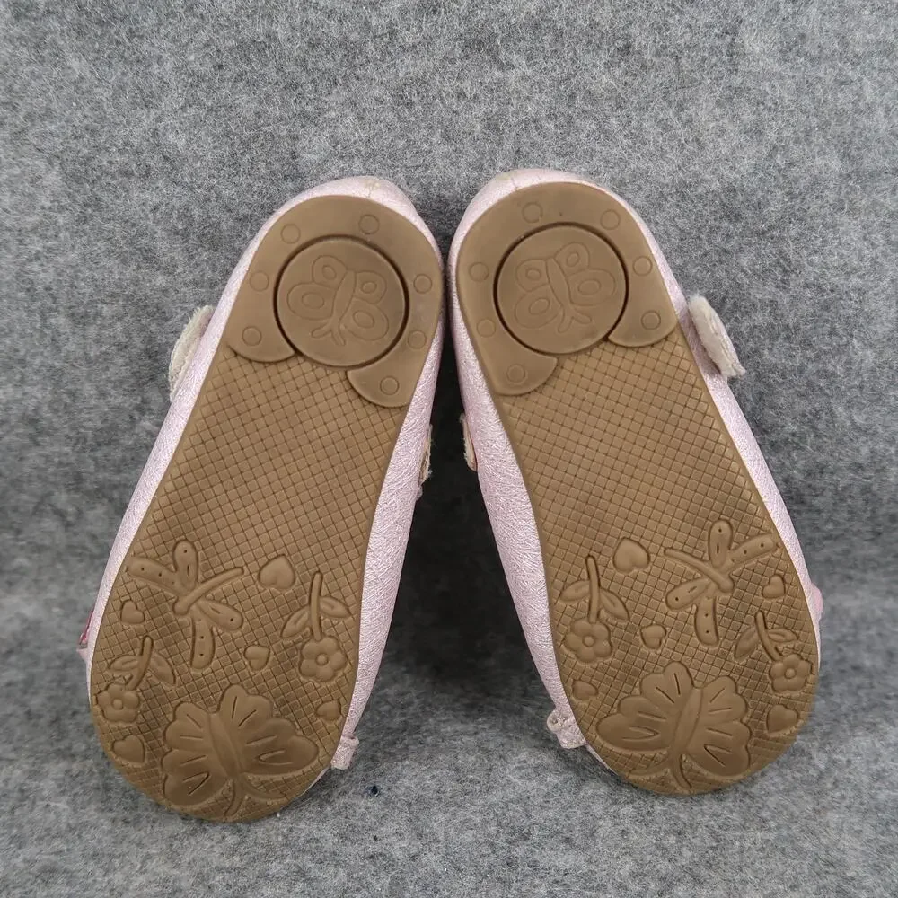 Girls Shoes Kids Toddler 8 Mary Jane Flats Pink Hook and Loop Pearl Rose Sparkle